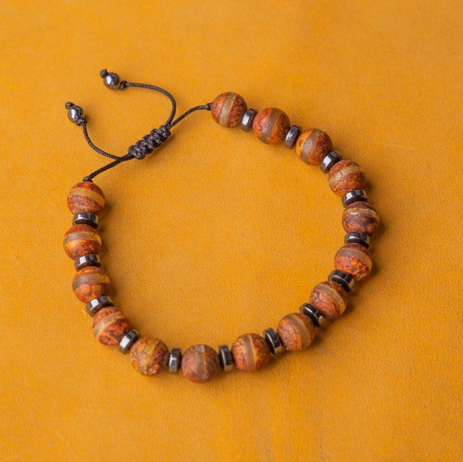 سوار خشبي من حجر التبت والهيماتيت