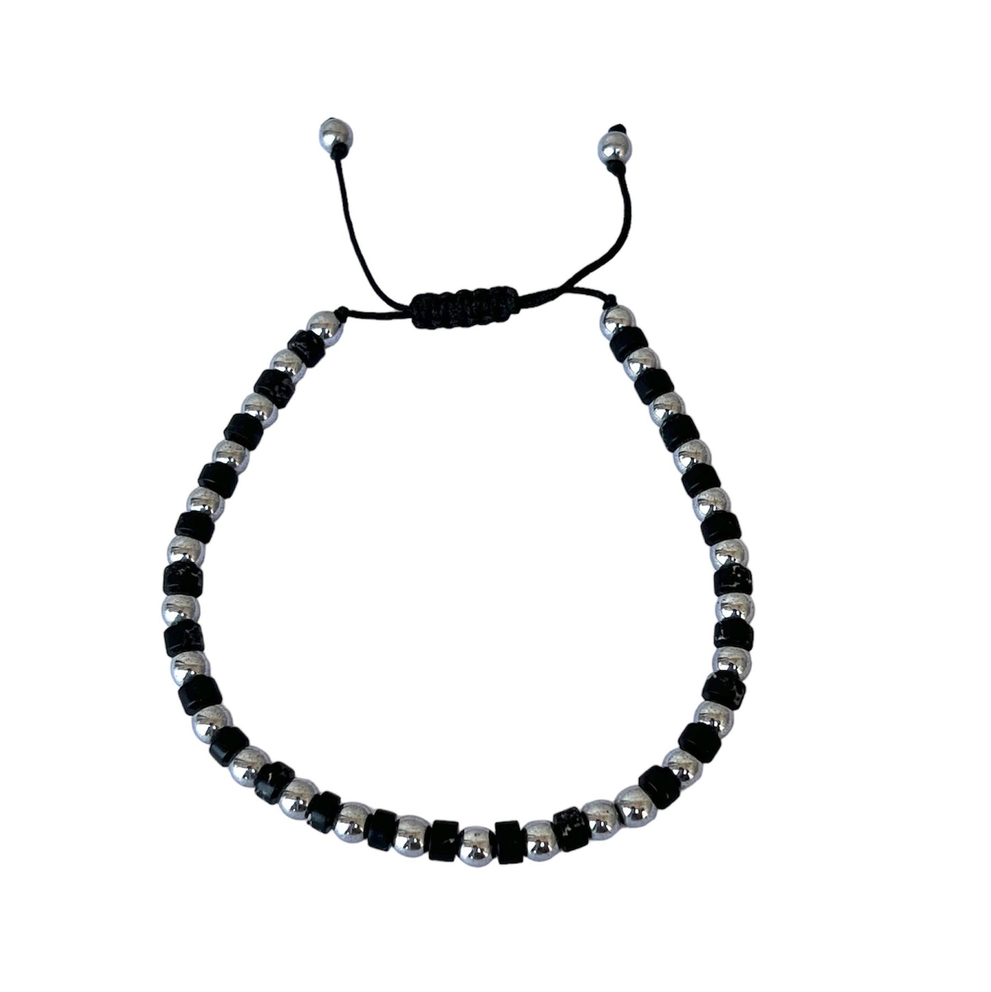 سوار من الهيماتيت الفضي وأحجار الأرض السوداء