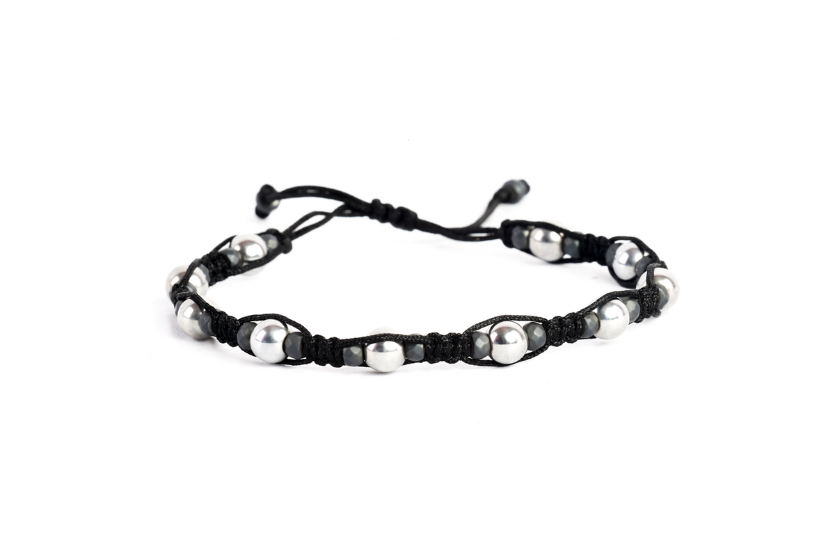 8 Knot bracelet 6 mm Silver hematite