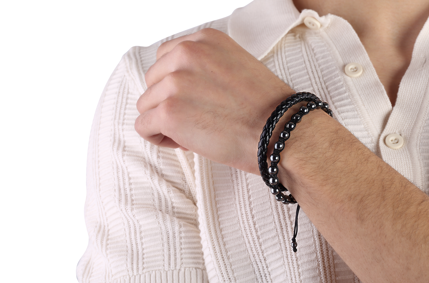 مجموعة أساور جلدية مكونة من 8 عقد