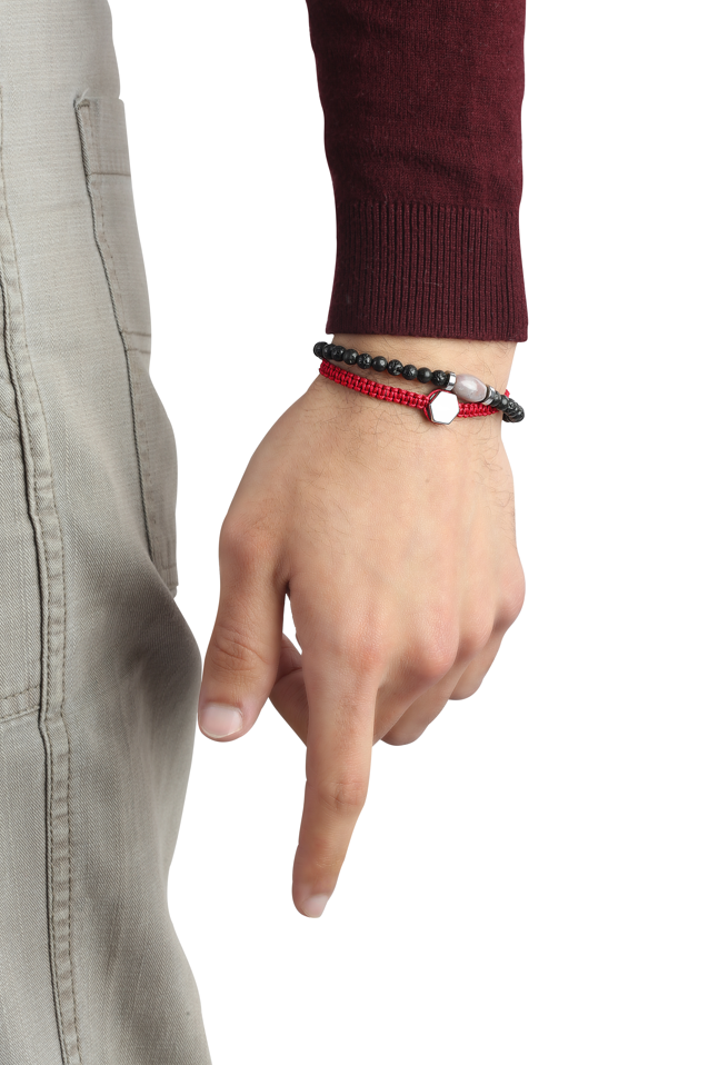 طقم سوار سداسي أحمر وشريط ورد