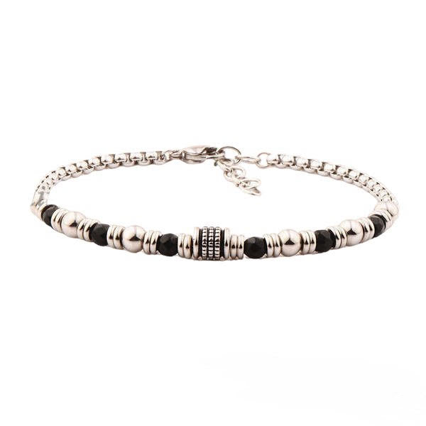 سوار شادو ستيل من حجر العقيق الأسود