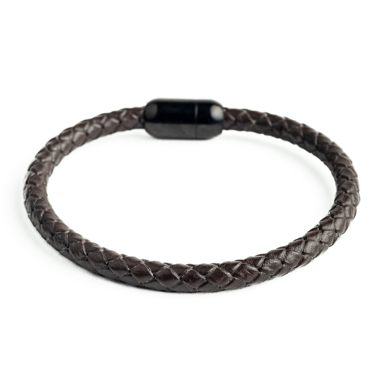 Brown Leather Stainless Lock Bracelet