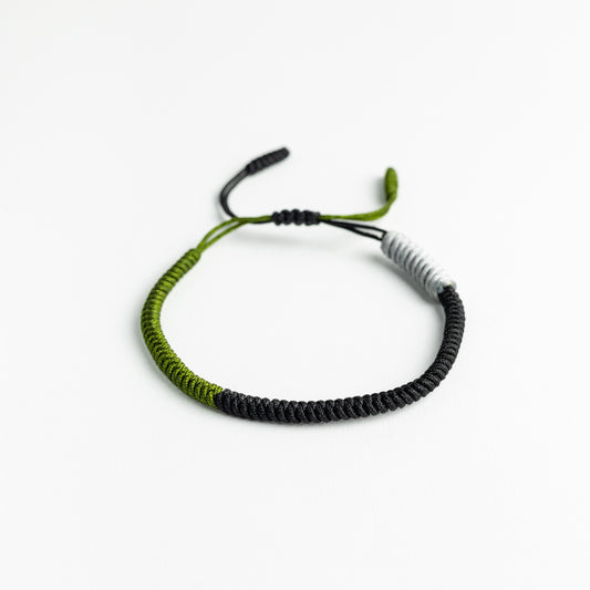 Earthly Elegance Trio: Black, Olive & Grey Tibetan Bracelet