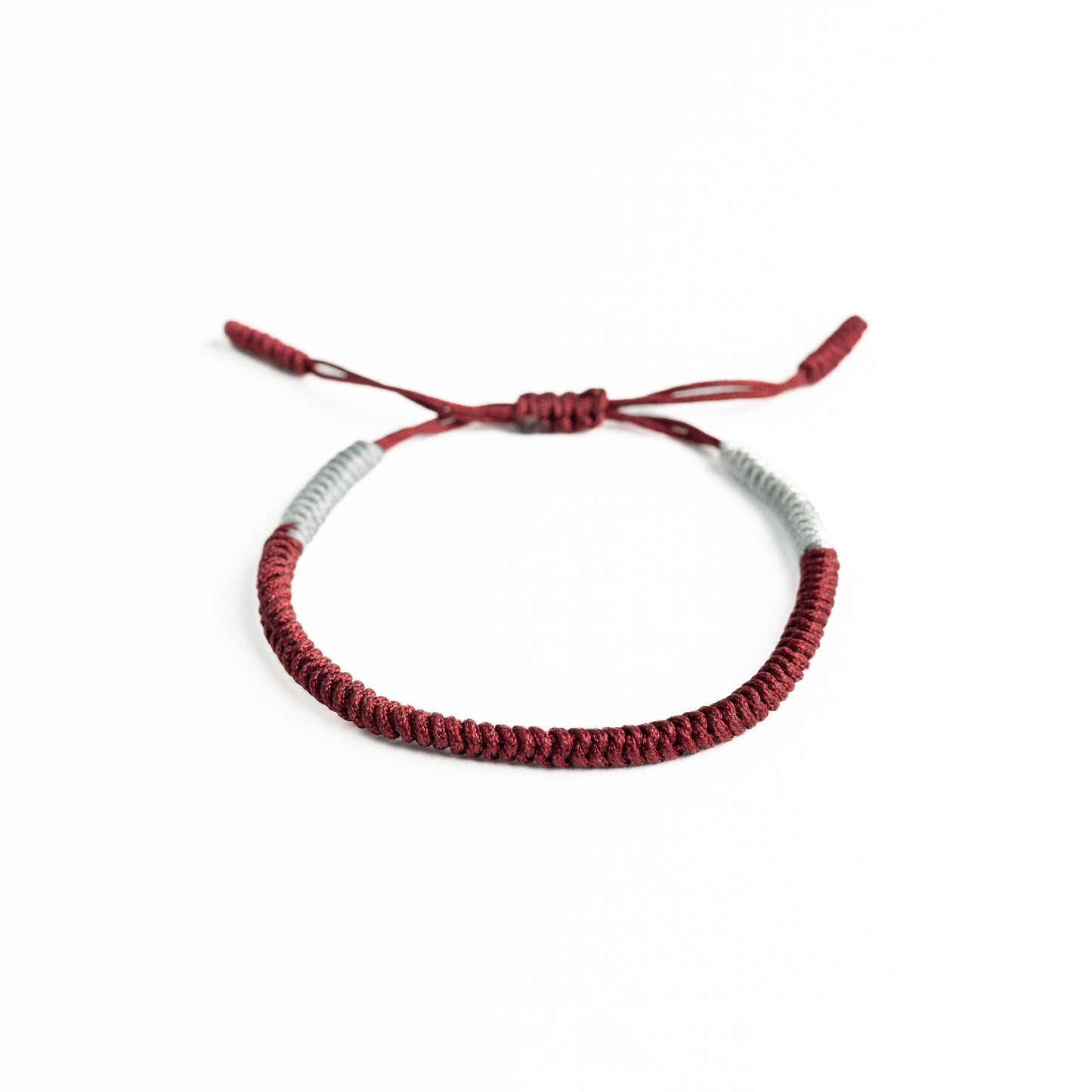 Burgundy Essence with a Hint of Ash: Wine Tibetan Bracelet with Grey Accents