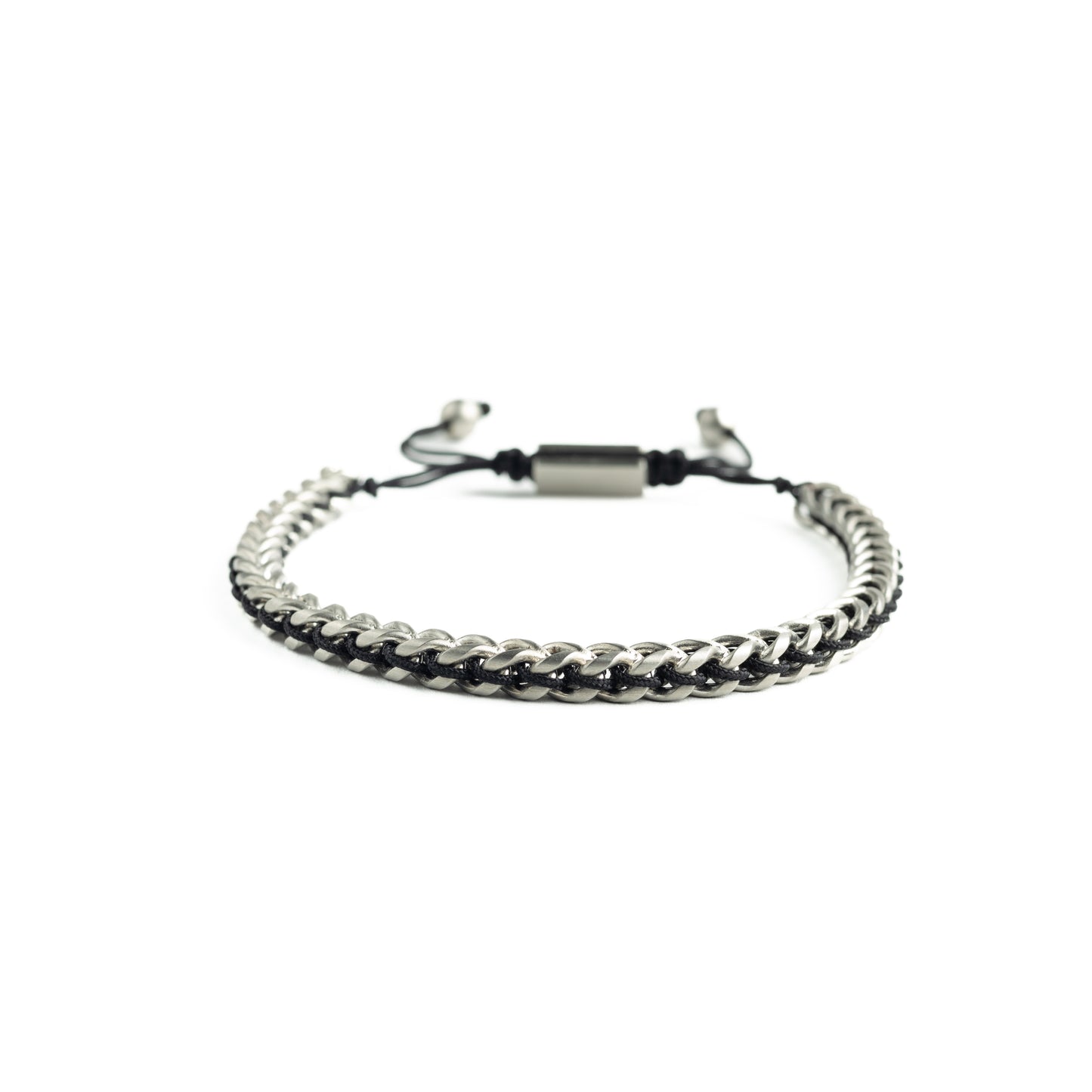 Stainless Steel & Black Thread Bracelet