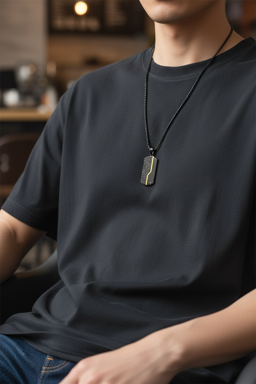 Dog tag golden line Necklace