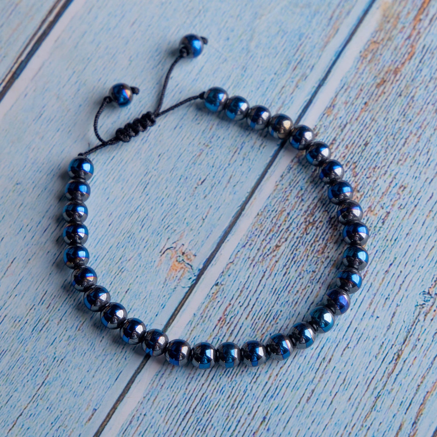 Black hematite with blue line stone