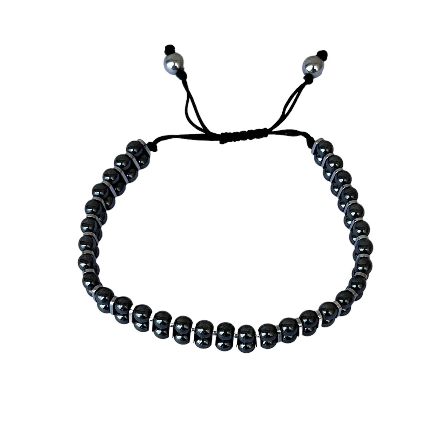 Double line bracelet 2 mm hematite stone