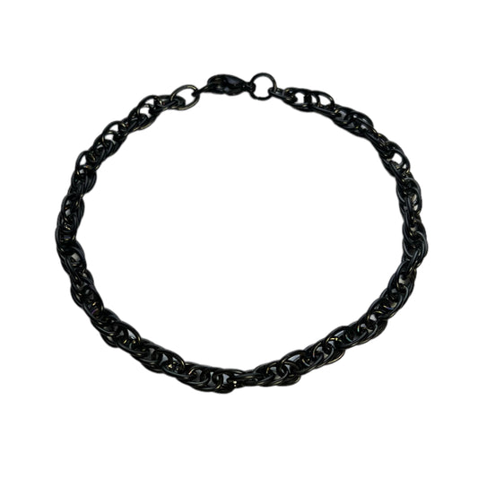 Obsidian Link: Black Stainless Steel Chain Bracelet