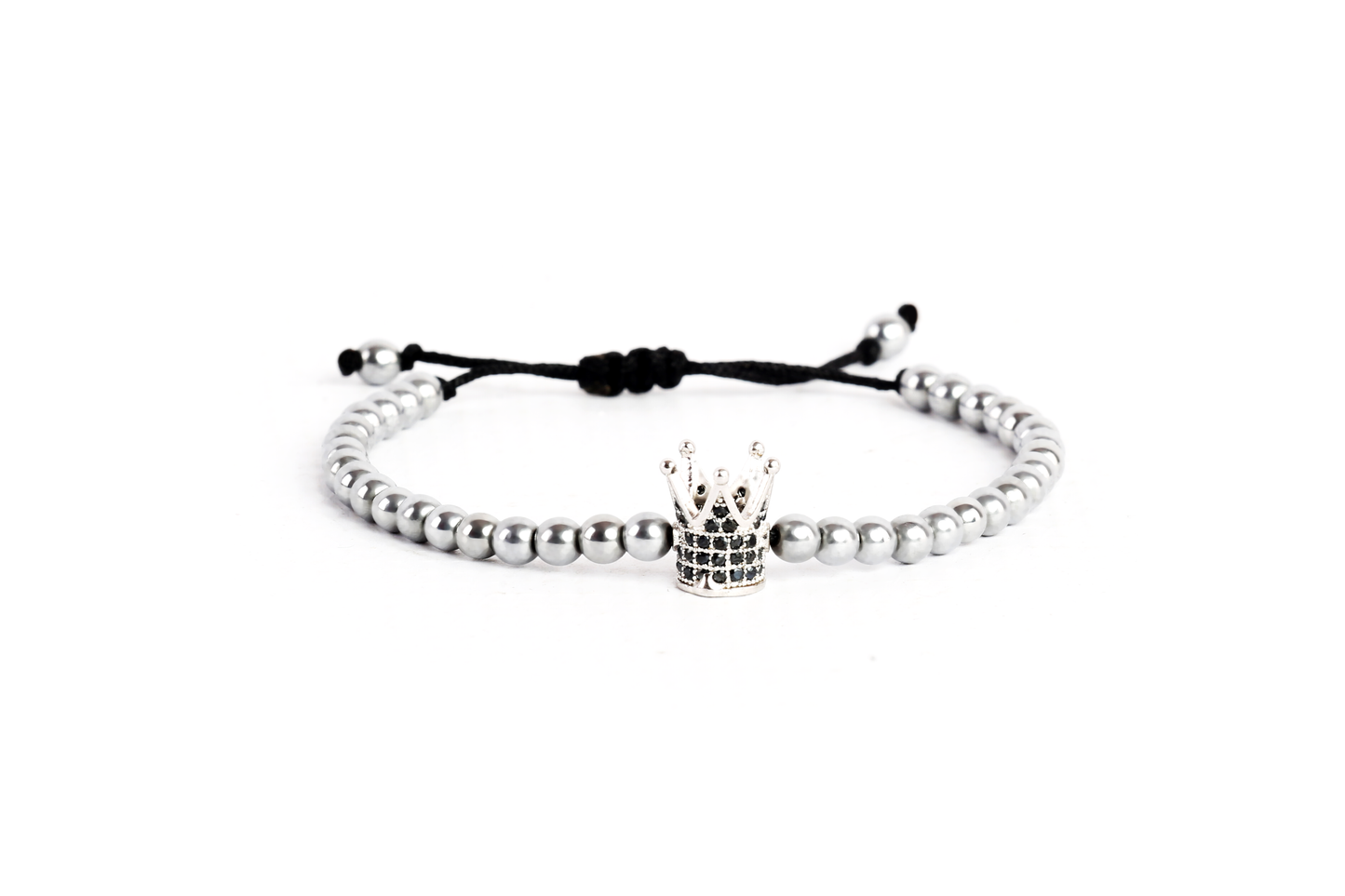 Hematite silver crown & only one bracelet Set