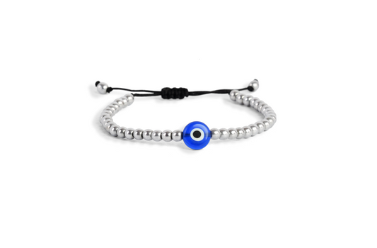 Evil blue eye hematite bracelet 2 mm