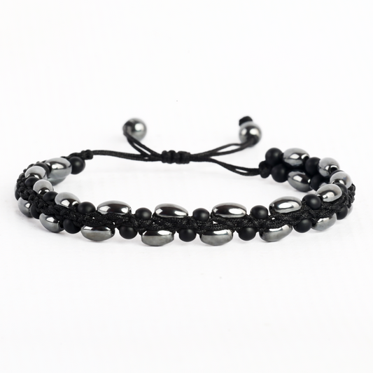 Zig Zag onyx and hematite bracelet