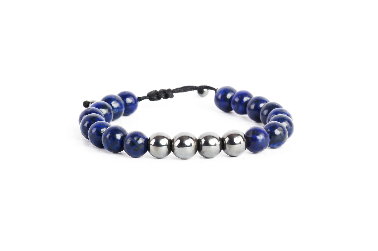 4 hematite & lapis bracelet