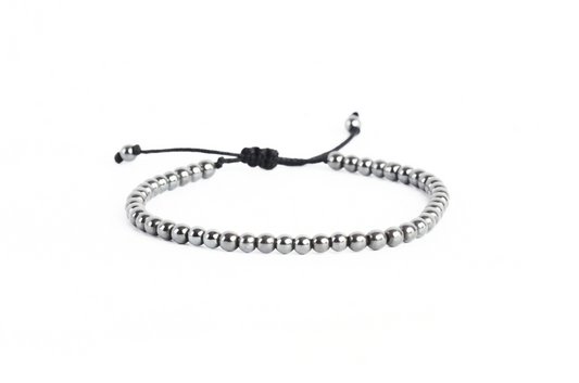 Plain silver hematite stone bracelet