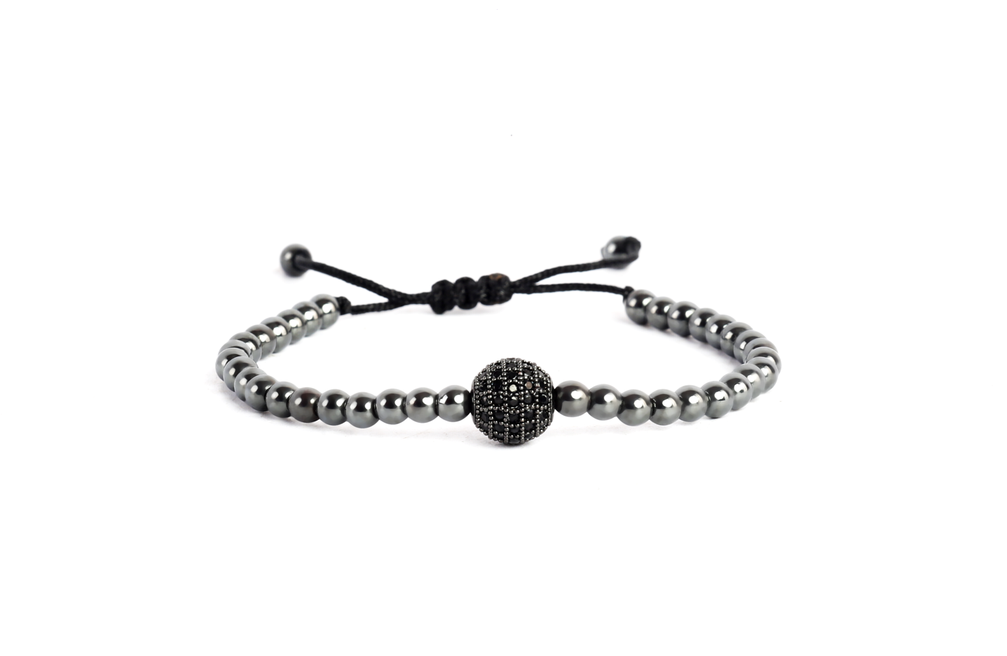 One Zircon ball bracelet with hematite stone