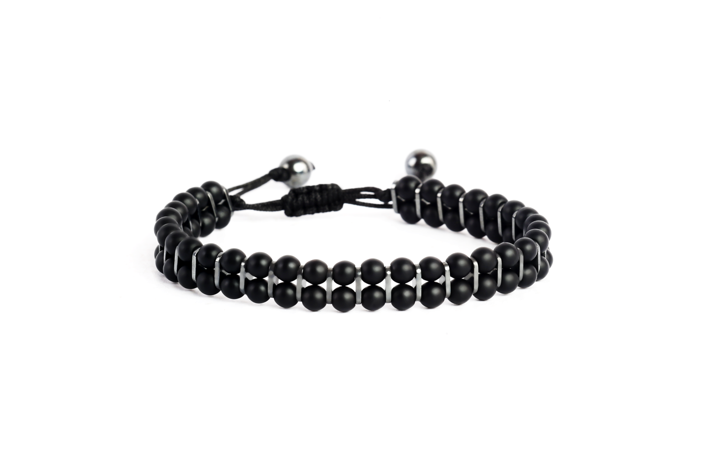 Double line bracelet 2 mm black onyx