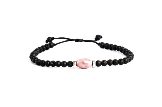 Lava stone with rose bar bracelet