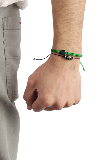 Green hexa bracelet & Green eye parcora Set