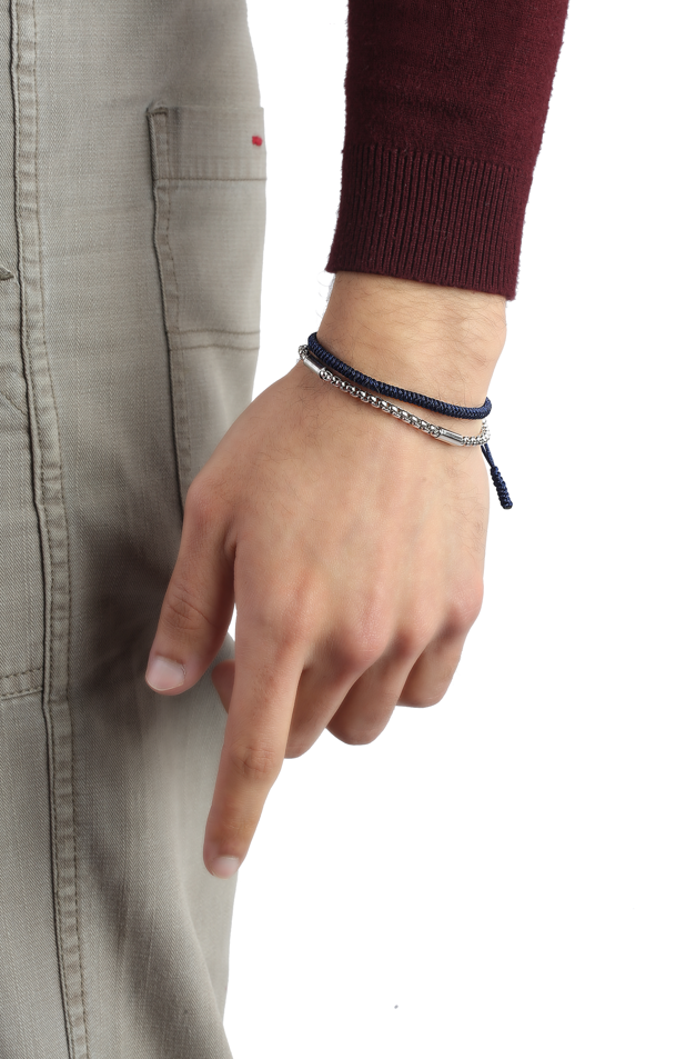 سوار تبتي أزرق داكن ومجموعة لوحة قيادة من الفولاذ المقاوم للصدأ