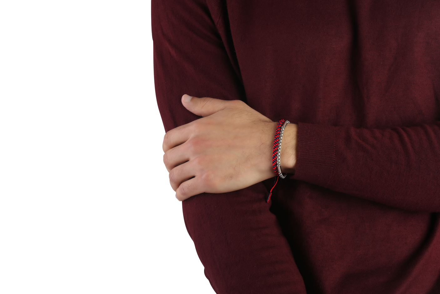 سوار تبتي جريء باللونين الأحمر الداكن والأزرق ومجموعة لوحة القيادة من الفولاذ المقاوم للصدأ