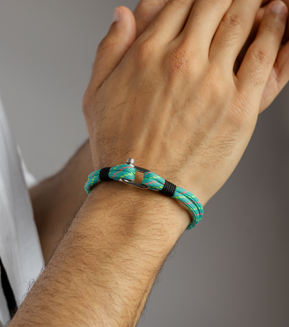 Shackle Stainless Steel Turquoise Duo Bracelet