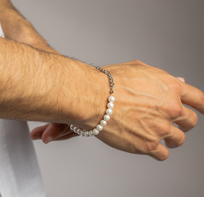 Stainless Steel & Pearl Stone Bracelet