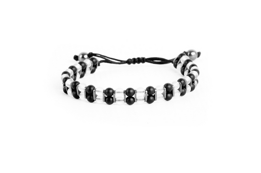 Double line bracelet 2 mm black and metallic transparent